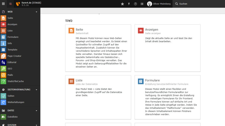 TYPO3 Backend Dashboard